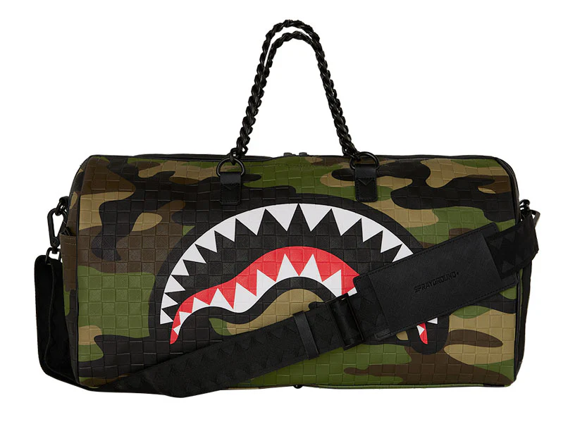 Sprayground Woodland Camo Check Duffle In Green - Image 3